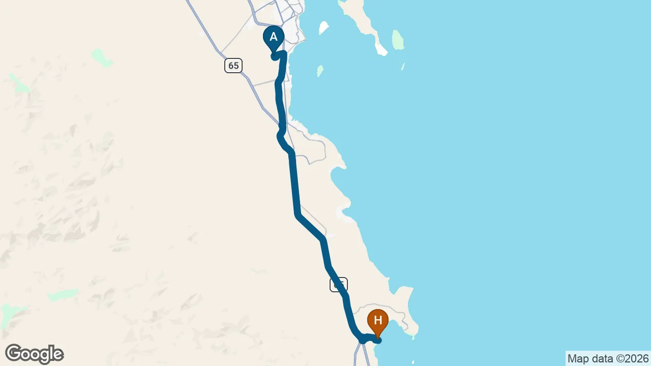 Driving route from Hurghada Airport to Palm Royale Resort